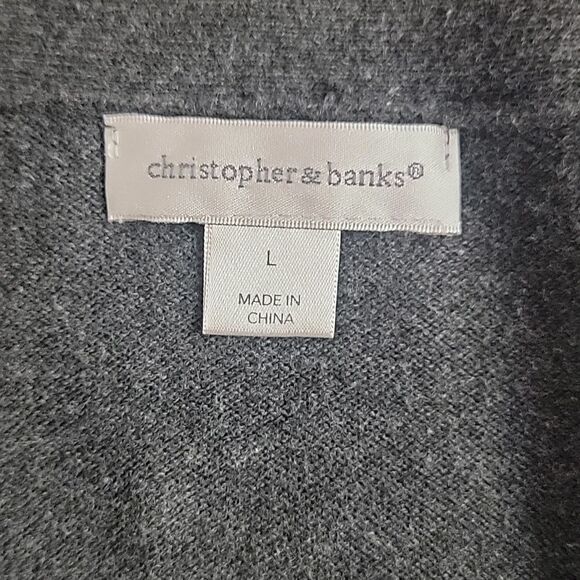 Christopher and Banks Grey Open-Front Sweater extra long Women's Size L - Picture 8 of 11